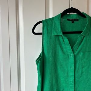 Larry Levine Sleeveless Button Down Shirt Dress (NWOT) – Green, Large